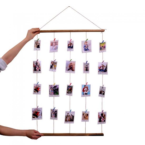 Ahşap İpli Mandallı Duvar Anı Çerçevesi - 50x72