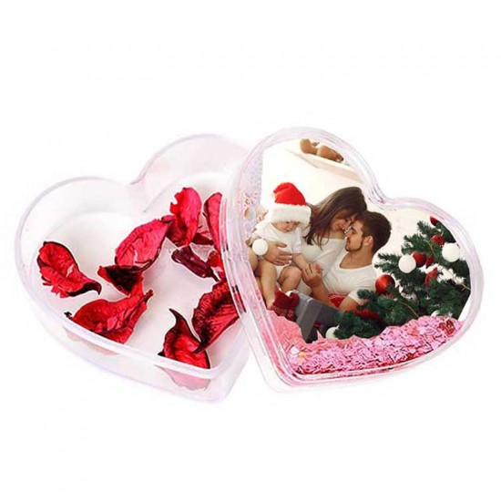 Fotoğraflı Kalp Kutu Kar Küresi