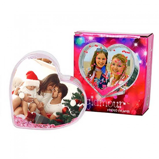 Fotoğraflı Kalp Kutu Kar Küresi