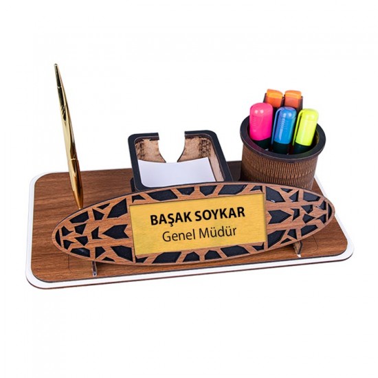 Süblimasyon Ahşap Kalemli Müdür Masa isimliği - 17x33cm